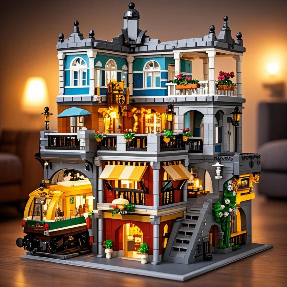 Lego Set Technic - Наборы строительных блоков BurgerShop с подсветкой,